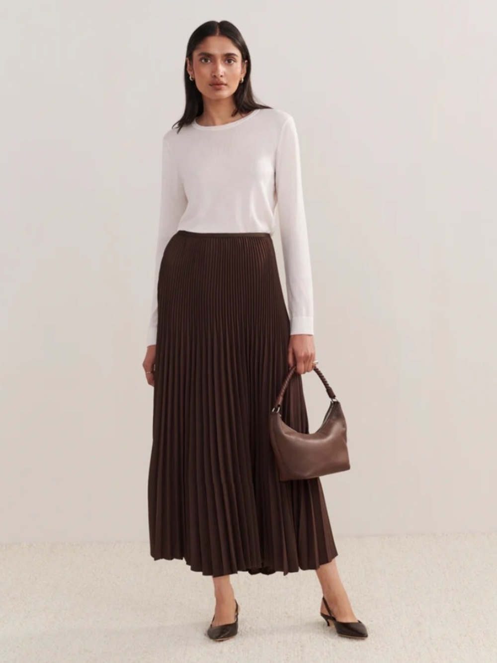 Jenni Kayne Classic Pleated Skirt Chocolate Brown Medium